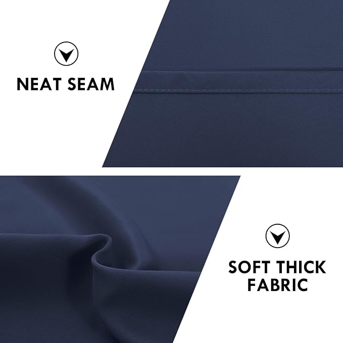 DWCN Navy Room Darkening Blackout Curtains - Thermal Insulated Privacy Energy Saving Window Curtain Drapes 38 x 72 inch Length, Set of 2 Bedroom Living Room Curtains