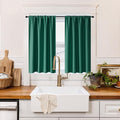 RYB HOME 100% Blackout Short Curtains for Small Window, Thermal Insulated Total Room Darkening Noise Reducing Curtains for Kitchen Bathroom Basement, 42 inches Wide by 36 inches Long, Dark Green