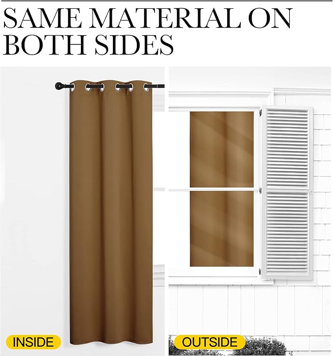 NICETOWN Sleek Blackout Curtains 86 inches Length for Small Windows, Noise Reducing and Block Draft Panels for Door Doorway Laundry Office Luxury Decor Theme (2 Panels, Gold Brown, W55 x L86 -Inch)