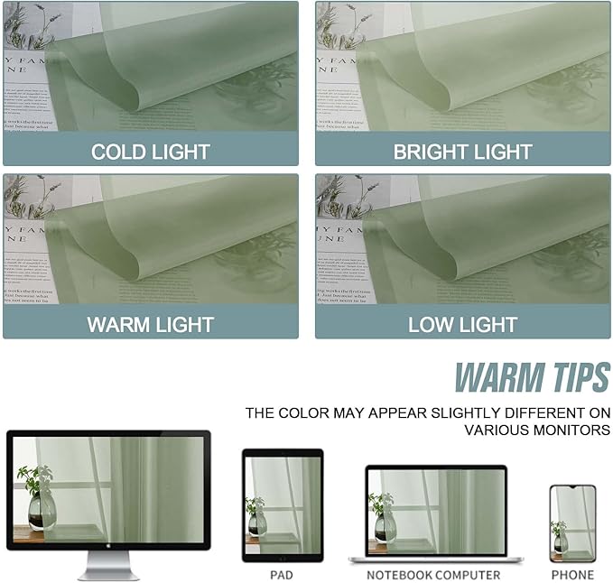 Extra Wide Sage Green Sheer Curtains 120 Inches Long, Extra Long Light Filtering Modern Patio Curtains for Sliding Glass Door, Rod Pocket Drapes for Living Room, 2x59Wx120L Inches, 10FT, 2PCS