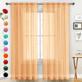 SpaceDresser Sheer Voile Window Treatment Rod Pocket Curtain Panels for Kitchen Bedroom Living Room Drapes Sunlight Filtering Privacy Semi Home Decor Assorted Colors Sizes (Beige, 52 W x 90 L)