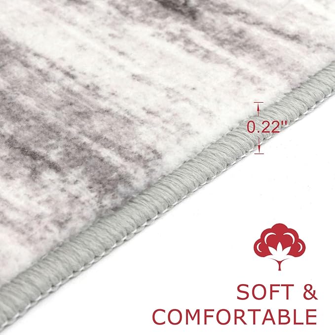 KOZYFLY 3x10 Ft Rug Modern Ombre Runner Rug for Hallway, Washable Kitchen Rugs Non-Slip Soft Striped Entryway Rug, Print Grey/Light Beige/Brown Abstract Carpet for Laundry Nursery