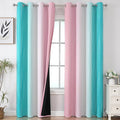 Estelar Textiler Pink and Teal Gradient Blackout Curtains for Bedroom, Thermal Insulated Ombre Drapes 96 Inches Long, Full Light Blocking Energy Saving Curtains for Living Room, 52Wx96L, 2 Panels