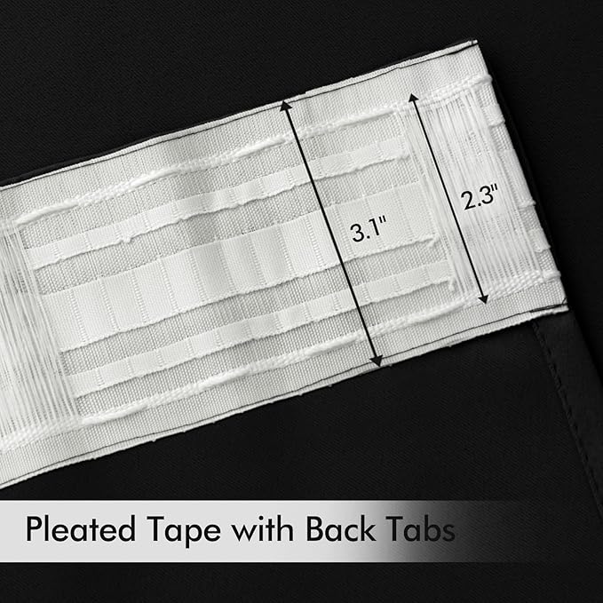 MIULEE Back Tab Blackout Curtains 90 Inch Long 2 Panels Set for Living Room Bedroom Privacy, Halloween Black Rod Pocket/Pinch Pleated Thermal Insulated Room Darkening Light Blocking Curtains/Drapes