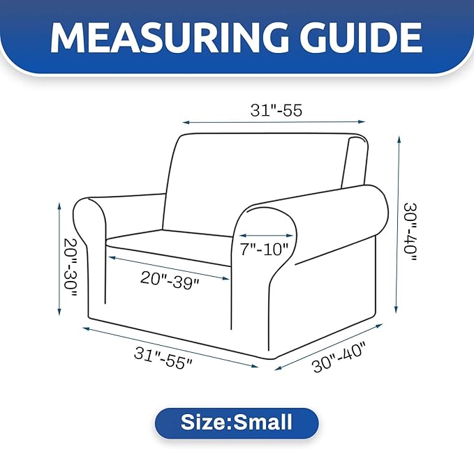 KEKUOU Stretch Single Sofa Slipcover 1 Piece Couch Sofa Cover (31"-55") Furniture Protector 1 Seater Sofa with Elastic Bottom for Kids,Pet.Jacquard Small Checked Pattern Fabric(Small,Grey)