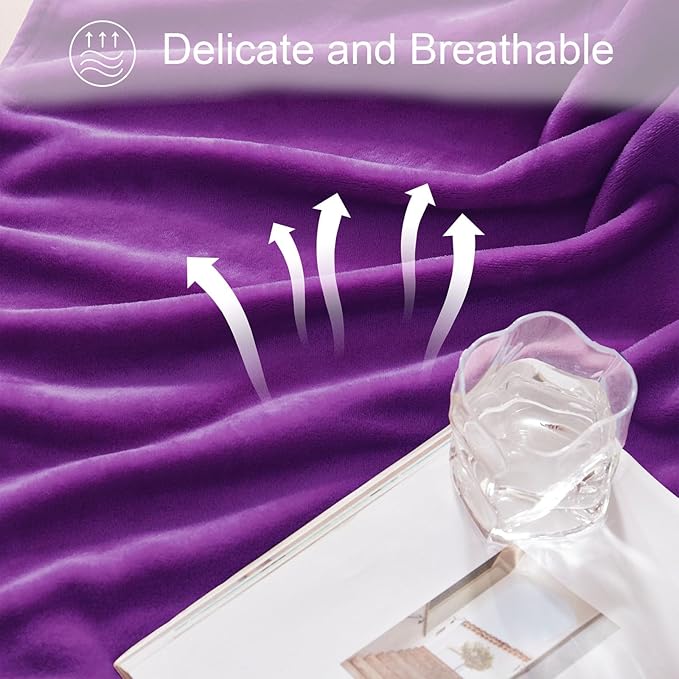 Exclusivo Mezcla Fleece Blanket Twin Size for Bed, Super Soft and Warm, All Season, Cozy, Plush, Lightweight, 60x80 Inches Purple