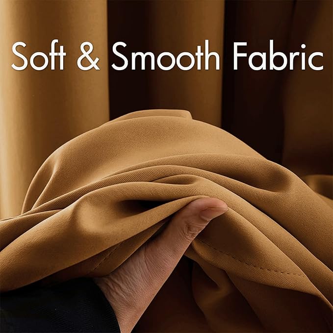 MIULEE Blackout Curtains 96 Inches Long for Bedroom Living Room Thermal Insulated Room Darkening Grommet Top Solid Light Blocking Drapery Set of 2 Window Panels Golden Brown