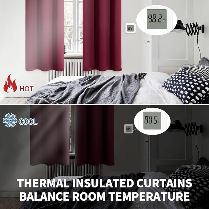 BGment Blackout Curtains - Grommet Thermal Insulated Room Darkening Bedroom and Living Room Curtains, Set of 2 Curtain Panels (42 x 84 Inch, Burgundy)