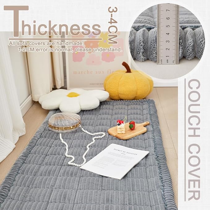 Couch Cover for Dogs Washable, Fuzzy Pet Couch Covers for 3 Cushion Sofa Pet Friendly, Non Slip Sofa Cover (Blue-Grey, 27.6" x 82.7"/70 x 210cm)