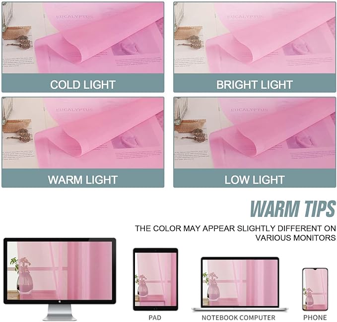 Light Pink Sheer Curtains 63 Inch Length 2 Panels, Voile Sheer Curtain for Living Room, Breathable Light Filtering Window Treatments, Soft Fabric Dual Rod Pocket Drapes, 2x42Wx63L Inches