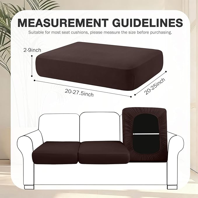 hyha 12Pcs Patio Cushion Covers, Stretch Outdoor Couch Cushion Covers Replacement, Washable Outdoor Chair/Sofa Slipcovers for Patio Furniture Cushions Protector with Elastic Bottom(Coffee,Cover Only)