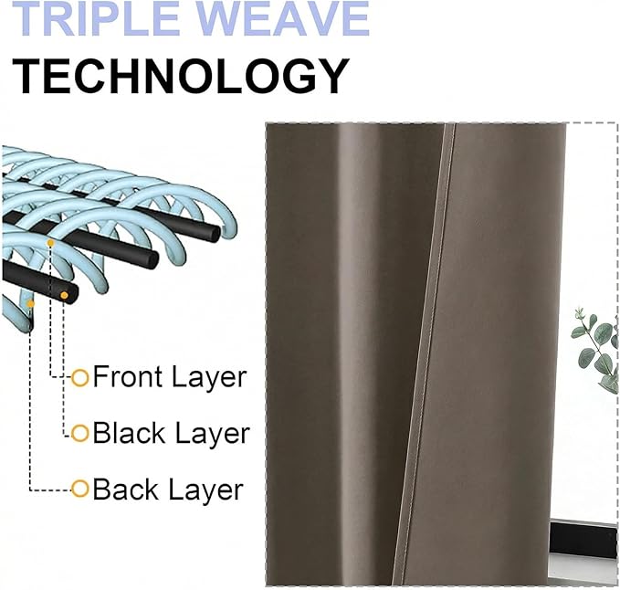 Simplebrand Ava Latte Blackout Curtains for Bedroom 96 Inches Long 2 Panels, Solid Thermal Insulated, Energy Saving Nursery Window Treatment Curtains Blackout Drapes, W40 x L96 Inch, Latte