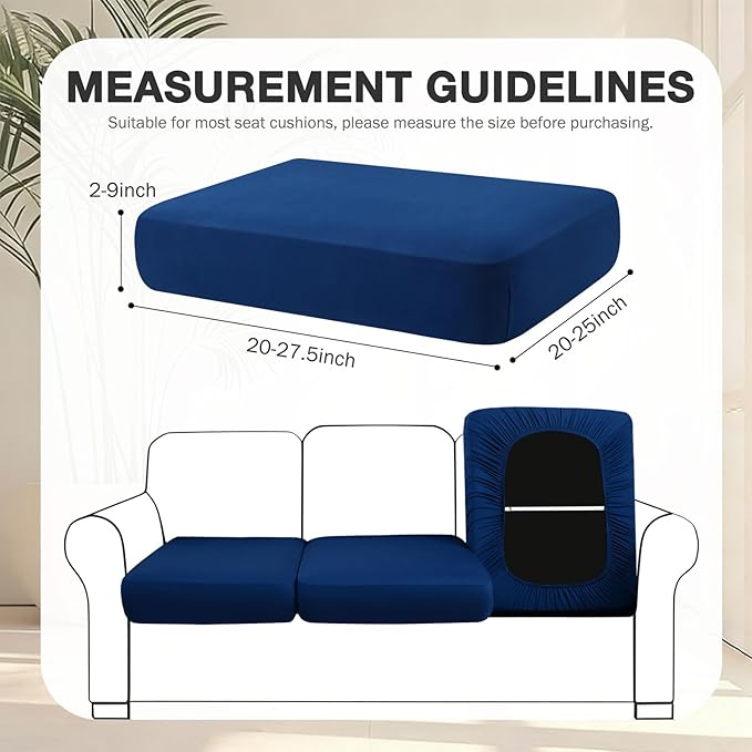 hyha 12Pcs Patio Cushion Covers, Stretch Outdoor Couch Cushion Covers Replacement, Washable Outdoor Chair/Sofa Slipcovers for Patio Furniture Cushions Protector with Elastic Bottom(Navy,Cover Only)