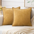 MIULEE Pack of 2 Couch Throw Pillow Covers 20x20 Inch Gold Farmhouse Decorative Pillow Covers with Stitched Edge Soft Chenille Solid Dyed Fall Pillow Covers for Sofa Bed Living Room