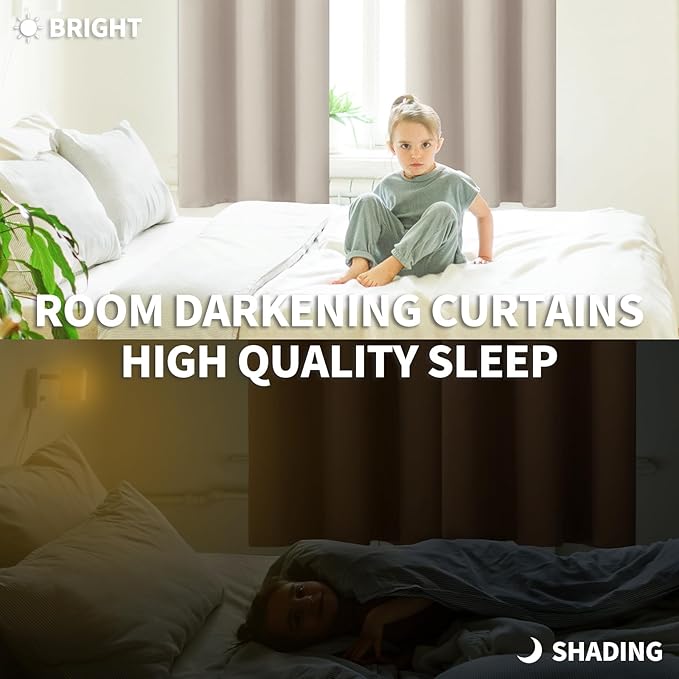 BGment Room Darkening Curtains 84 Inches Long - Grommet Thermal Insulated Drapes Window Treatment Curtains for Bedroom, 2 Panels, 42 x 84 Inch, Camel
