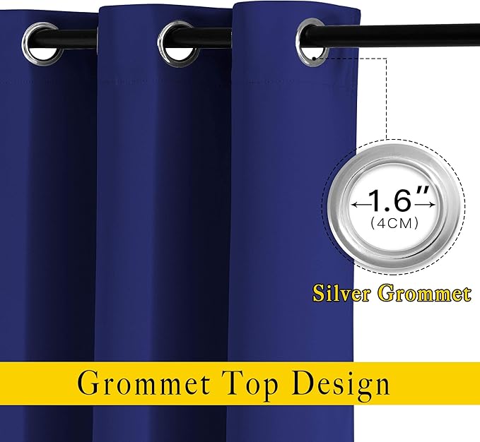 NICETOWN Blackout Curtains for Bedroom - Triple Weave Grommet Top Thermal Insulated Window Treatment Light Blocking Panels for Kitchen/Kids Room, Navy Blue, W46 x L54, Set of 2