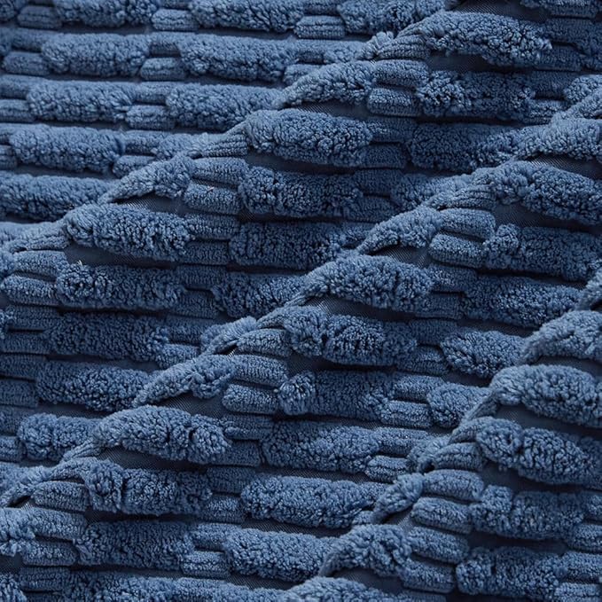 Fancy Homi 4 Packs Dusty Blue Decorative Throw Pillow Covers 20x20 Inch for Living Room Couch Bed Sofa, Rustic Farmhouse Boho Home Decor, Soft Plush Striped Corduroy Square Cushion Case 50x50 cm