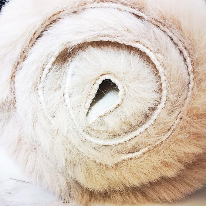 Ghouse Ultra Soft Faux Rabbit Fur Rug 5x8, Machine Washable Area Rugs for Bedroom Fluffy Rugs for Living Room, No-Shedding Carpet Sheepskin Rug Light Brown Beige