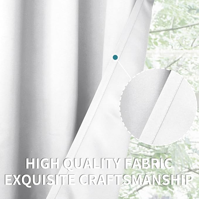 BGment Blackout Curtains - Grommet Thermal Insulated Room Darkening Bedroom and Living Room Curtains, Set of 2 Panels (52 x 108 Inch, Pure White)