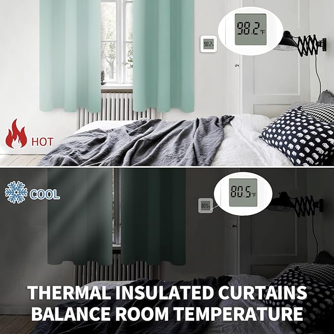 BGment Blackout Curtains - Grommet Thermal Insulated Room Darkening Bedroom and Living Room Curtains, Set of 2 Panels (52 x 54 Inch, Frosty Green)