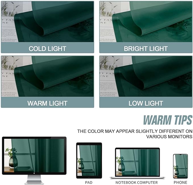 Green Small Sheer Curtains 2 Panels Set, Kitchen Curtains 36 Inch Length, Elegant Light Filtering Short Window Drapes for Living Room Bedroom, Dual Rod Pocket, Hunter Green, 2x42Wx36L Inches