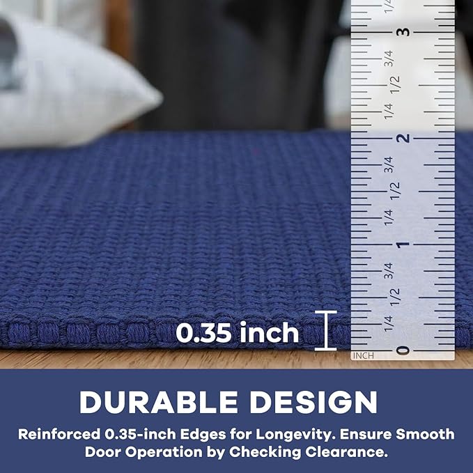 KOZYFLY Runners for Hallways 2x5 ft Washable Kitchen Runner Non Slip Rubber Backed Hall Runners Cotton Entryway Runner Rugs Floor Carpet for Indoor Backdoor Bedroom Kitchen, Royal Blue/Navy