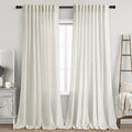 Extra Long Cream Linen Curtains 108 Inches Long 2 Panels Set for Living Room Back Tab Modern Farmhouse Decor Cotton Textured Cream Sheer Linen Curtains 108 Inch Length for Large Window 70x108