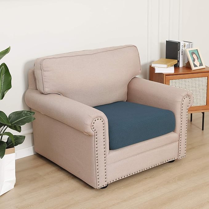 Easy-Going Stretch Chair Cushion Cover Sofa Cushion Furniture Protector Sofa Seat Sofa Slipcover Sofa Cover Soft Flexibility with Elastic Bottom(Chair Cushion, Bluestone)