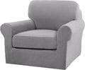 Turquoize 2 Piece Chair Covers Chair Slipcovers for Living Room Armchair Couch Cover Chair Sofa Cover with Individual Cushion Covers Furniture Cover for Chairs Feature Jacquard Fabric (Chair, Dove)