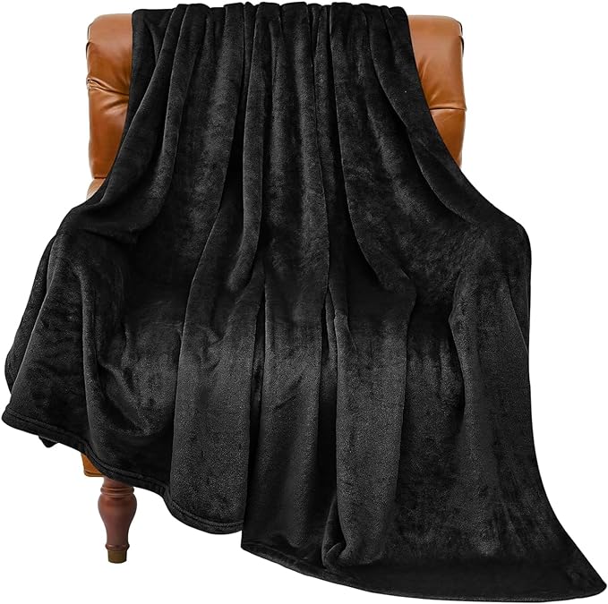 BEDELITE Fleece Blanket Black Throw Blanket for Couch & Bed, Luxury Plush Cozy Fuzzy Blanket 50" x 70", Super Soft Warm Lightweight Fall Throw Blanket for Travel Camping
