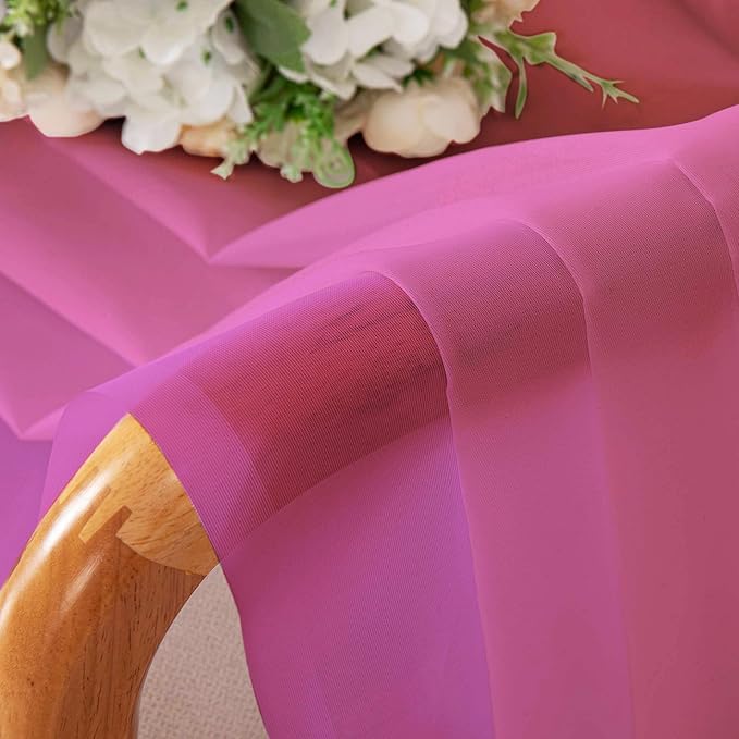 Chyhomenyc Hot Pink Sheer Curtains 72 Inch Length 2 Panels, Light Filtering Soft Airy Rod Pocket Voile Window Curtain Drapes for French Door Bedroom Living Room, Each 42Wx72L