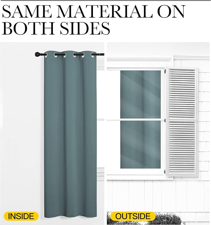 NICETOWN Modern Blackout Curtains Noise Reducing, Thermal Insulated and Privacy Room Darkening Drape Panels for Boy's Guest Room Door Window (Greyish Blue, 2 Panels, W55 x L78 -Inch)