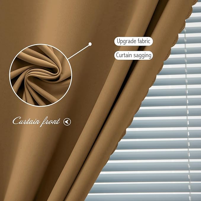 Self Adhesive Curtains, Stick Curtain Blackout Shades Window Cover Curtains for Living Room No Drilling, 47" W X 71" L, Brown, 1 Panel