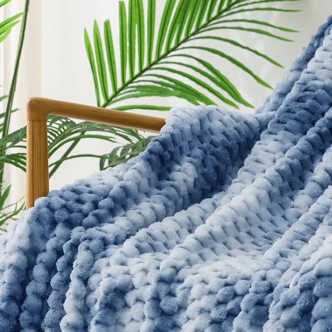 Exclusivo Mezcla Fleece King Blanket for Bed, Extra Large Fuzzy Tie-dye Stone Blue Bed Blankets, Soft Cozy Plush Sofa Throws for All Seasons, 90x104 Inches