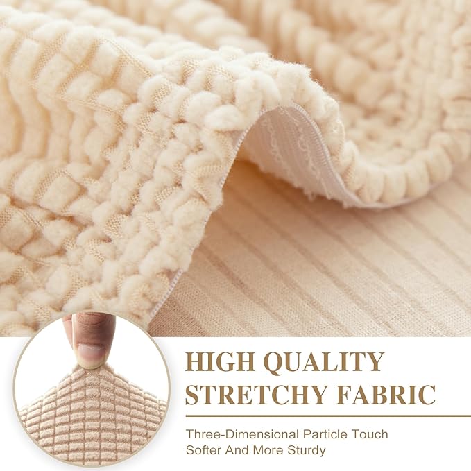 Couch Cushion Covers Seat Cushion Cover Stretch Couch Cover Separate Sectional Sofa Slipcovers Furniture Protector(3 Pieces for Seat or Sofa Backrest, Natural)