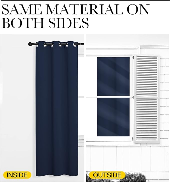 NICETOWN Navy Blackout Curtains 120" Long for Living Room, 55" W, Set of 2, Thermal Insulated Window Treatment Light Reducing Room Darkening Drapes for Boys Kids Bedroom, Classroom, Apartment