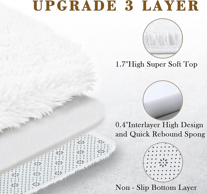 Small Rugs for Bedroom 2x3 Fluffy, Soft Fuzzy Area Rug for Living Room Dorm, Non Slip Shag Rugs for Girls Boys Bedroom, Soft Kids Carpet, Modern Home Decor Aesthetic(2 x 3, White)