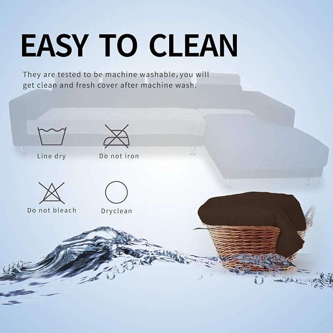 Easy-Going Sectional Couch Covers for Dogs L Shape Sofa Cover Reversible Sofa Slipcover Chaise Lounge Cover Furniture Protector Cover for Pets Dog Cat (42 x 68 inches, Coffee/Coffee)