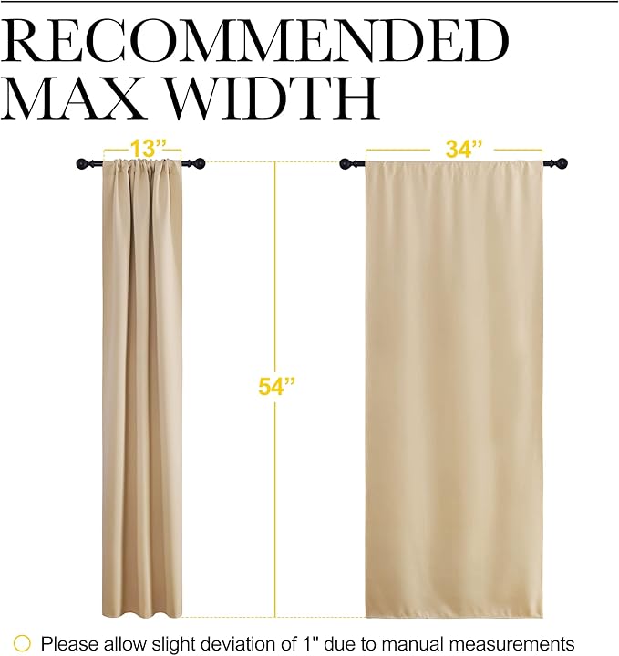 NICETOWN Blackout Room Darkening Curtains - Home Decoration Light & Noise Reducing Thermal Insulated Window Draperies with Rod Pocket Top (Biscotti Beige, 2 Panels, 34 inches Wide x 54 inches Long)