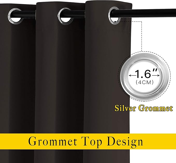 NICETOWN Toffee Brown Blackout Curtains 80 inch Length 2 Panels Set - Grommet Thermal Insulated Window Treatments Light & Sound Blocking Drapes for Living Room/Doorway, W46 x L80