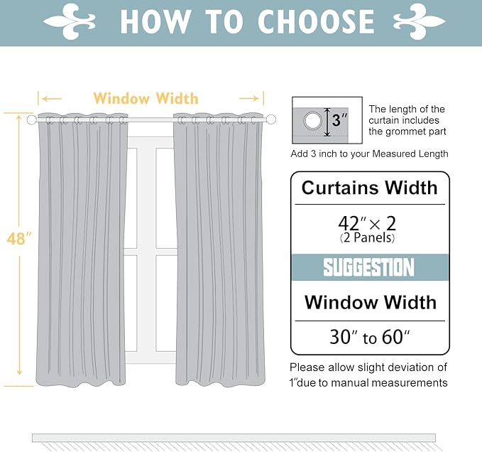 ChrisDowa Blackout Curtains 48 inches Long for Bedroom - 2 Panels Set Grommet Thermal Insulated Room Darkening Curtains for Living Room (Pink, 42 x 48 Inch)