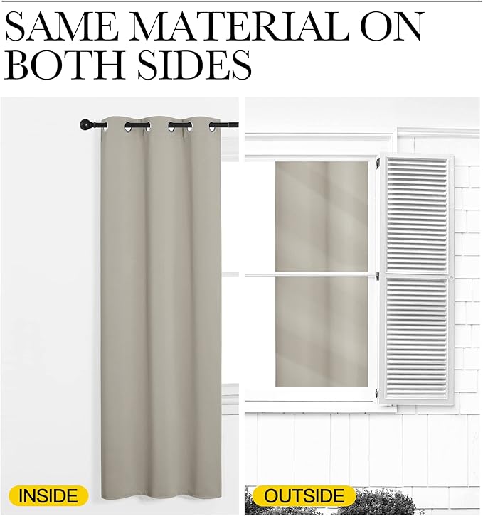 NICETOWN Room Darkening Curtain Panels for Cafe, Thermal Insulated Grommet Room Darkening Draperies/Drapes for Window (Natural, 2 Panels, W55 x L68 -inch)