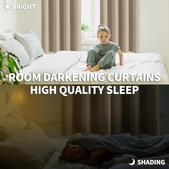 BGment Blackout Curtains - Grommet Thermal Insulated Room Darkening Bedroom and Living Room Curtains, Set of 2 Panels (46 x 63 Inch, Sand)