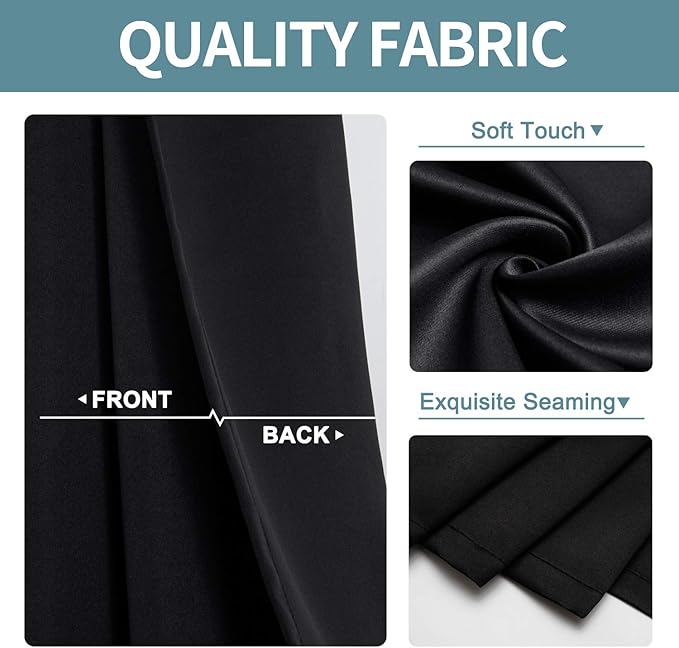 ChrisDowa Small Window Curtains 50 inches Long for Bedroom - Grommet Short Thermal Insulated Room Darkening Curtains for Kitchen (2 Panels, Black, 29 x 50 Inch)