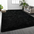 Deerhoo Shag Area Rug, 4 X 6 Plush Fuzzy Rugs for Living Room, Ultra Soft Fluffy Furry Rug for Bedroom, Indoor Carpet Nursery Rugs for Kids Room Home Decor, Black