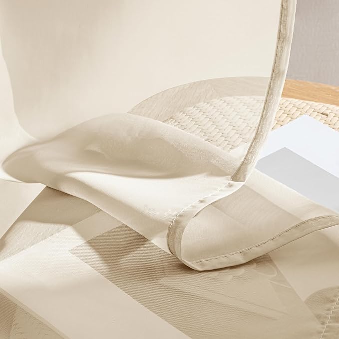 MIULEE Butter Cream Sheer Curtains 102 Inches Long, 4 Panels Set, Light Filtering Rod Pocket Voile Drapes for Living Room and Bedroom, Airy Soft Fabric Window Treatments, 42 x 102 Inches