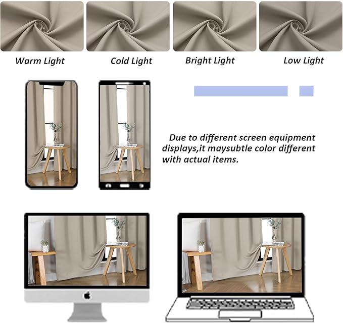 Simplebrand Ava Stone Blackout Curtains for Bedroom 63 Inch Length 2 Panels Set, Solid Thermal Insulated Privacy Living Room Window Treatment Curtains Blackout Drapes, W50 x L63 Inch