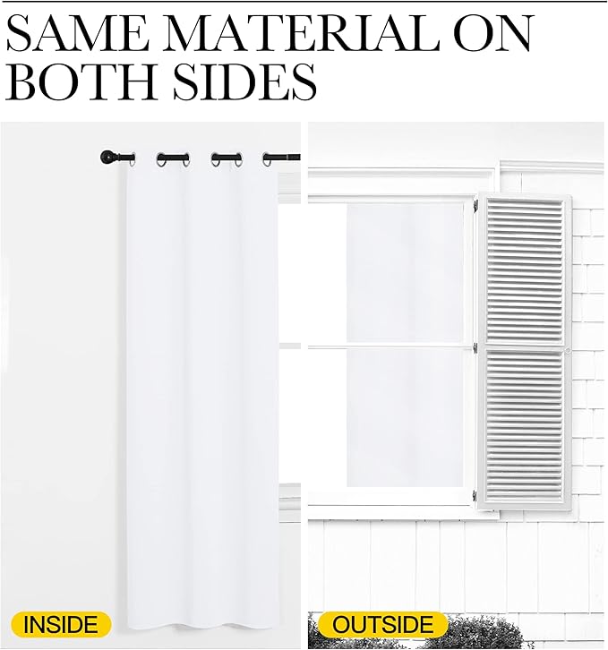 NICETOWN Blackout Curtains for Kids Room, Pure White, Set of 2, 55 x 102 Inch, Triple Weave Microfiber Home Thermal Insulated Solid Ring Top Blackout Panels/Drapes for Bedroom