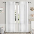 Nanspring White Linen Curtains 83 Inch Length 2 Panels Set for Living Room Back Tab Rod Pocket Semi Sheer Window Curtain Drapes Neutral Rustic Farmhouse Decor Dining Room Curtain 52x83