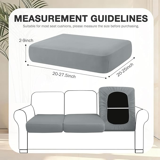 hyha 4Pcs Patio Cushion Covers, Stretch Outdoor Couch Cushion Covers Replacement, Washable Outdoor Chair/Sofa Slipcovers for Patio Furniture Cushions Protector with Elastic Bottom(Gray,Cover Only)